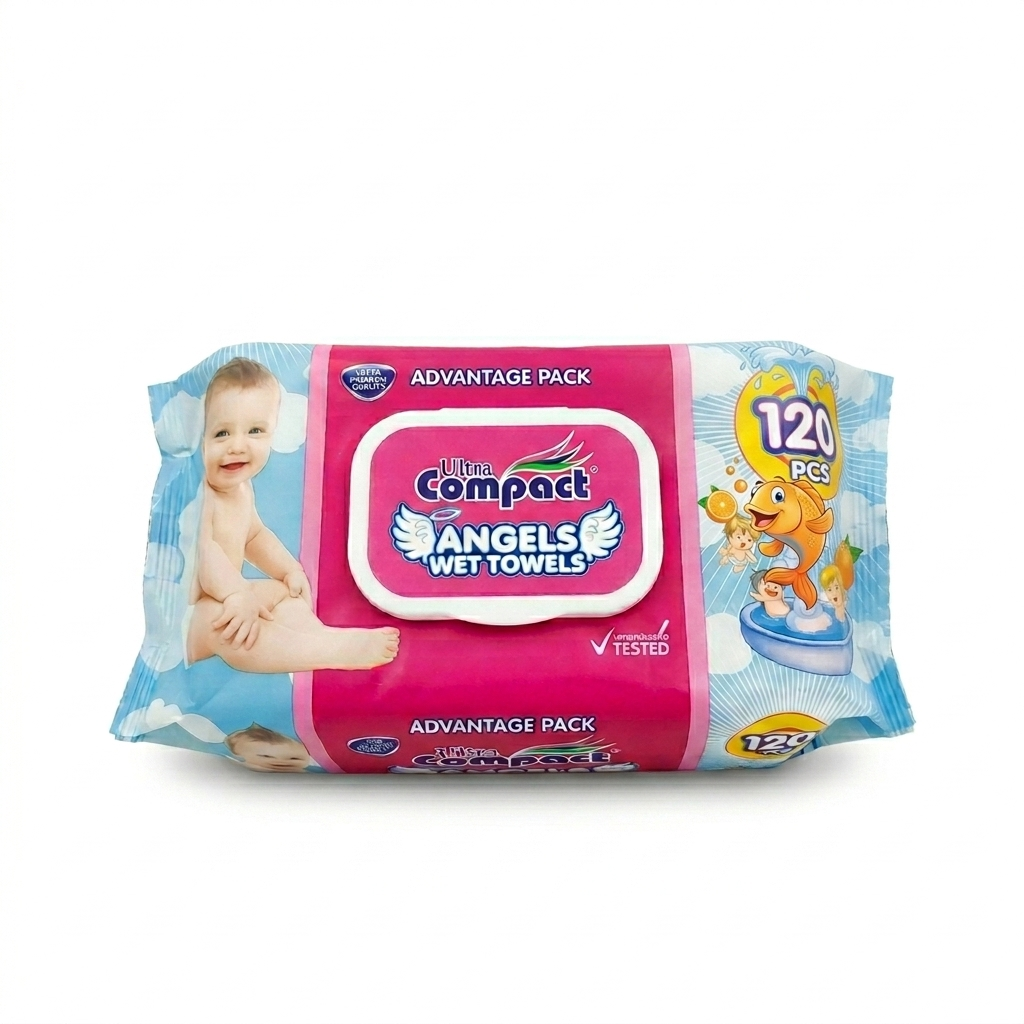 Angels Ultra Compact Baby Wet Wipes - 1 Pack of 120 Wipes