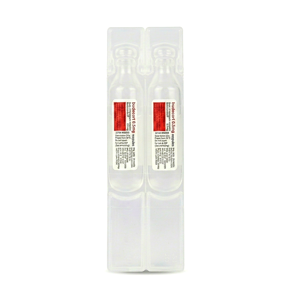 Budecort 0.5mg Budesonide Nebulizer Suspension - 1 Pack of 5 Respules (2ml each)