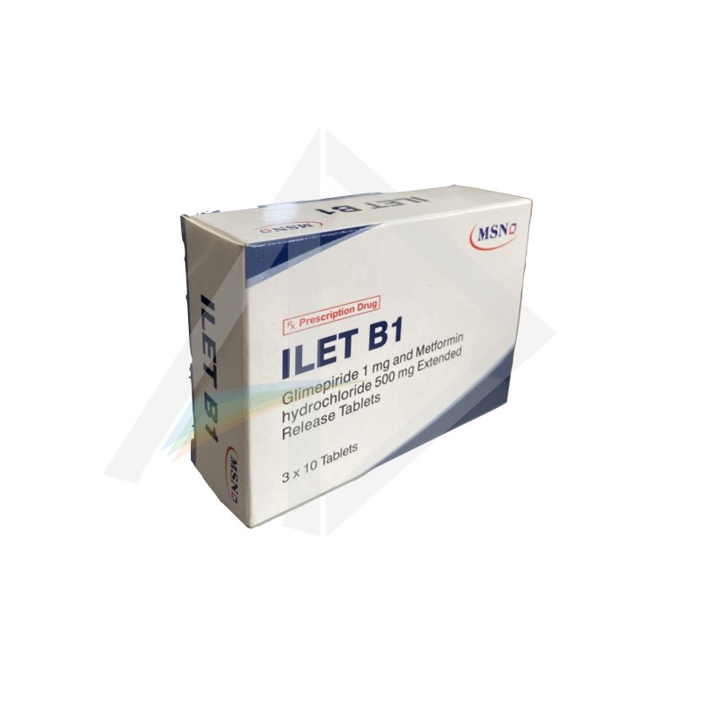 Ilet 500mg/1mg Metformin & Glimepiride Tablets - 1 Strip of 10 Tablets
