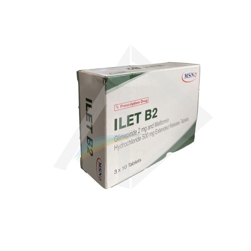 Ilet 500mg/2mg Metformin & Glimepiride Tablets - 1 Strip of 10 Tablets