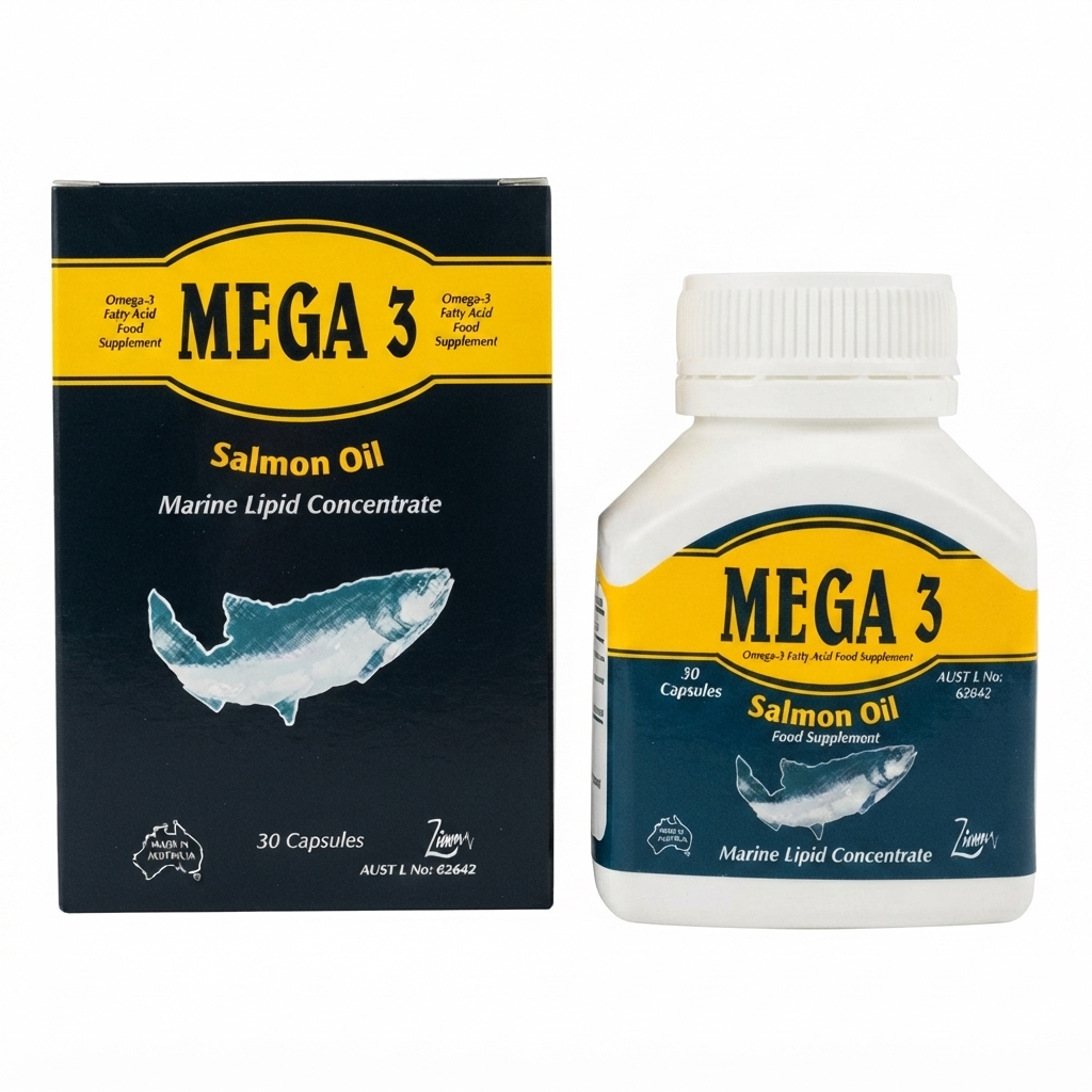 Mega 3 Natural Fish Oil 1000mg Softgels - 1 Bottle of 30 Softgels