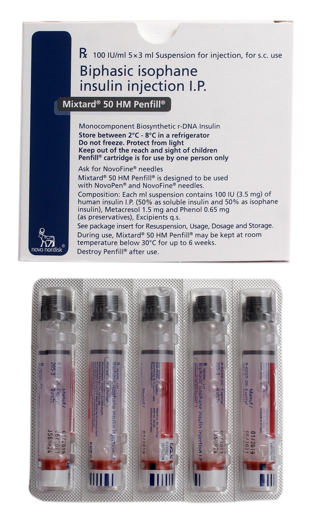 Mixtard 30 HM 40 IU/ml Biphasic Insulin Penfill Cartridge - 1 Cartridge (3ml)