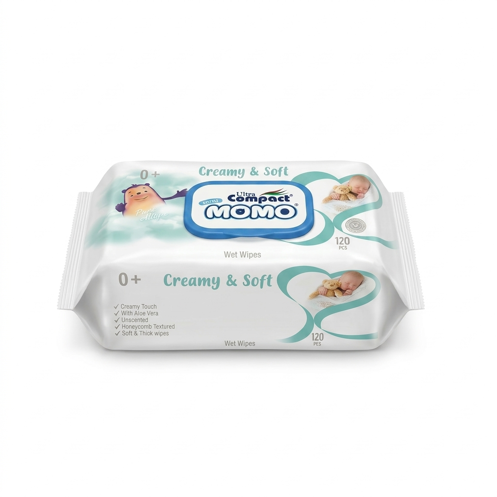 Momo Ultra Compact Baby Wet Wipes - 1 Pack of 120 Wipes