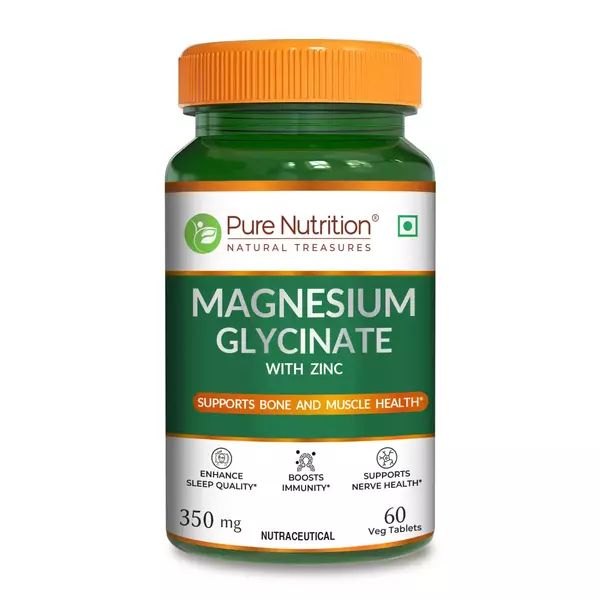Nature's Bounty High Absorption Magnesium Glycinate 350mg - 1 Bottle of 60 Capsules