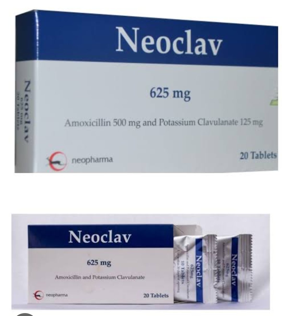 NeoClav 625mg Co-Amoxiclav Antibiotic Tablets - 1 Strip of 10 Tablets