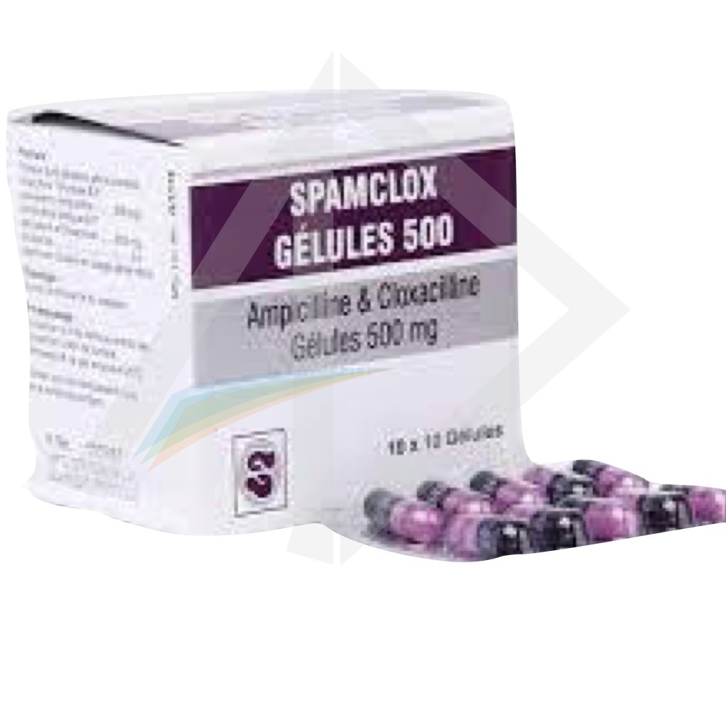 Spamclox 500mg (Ampicillin & Cloxacillin) Antibiotic Capsules - 1 Strip of 10 Capsules