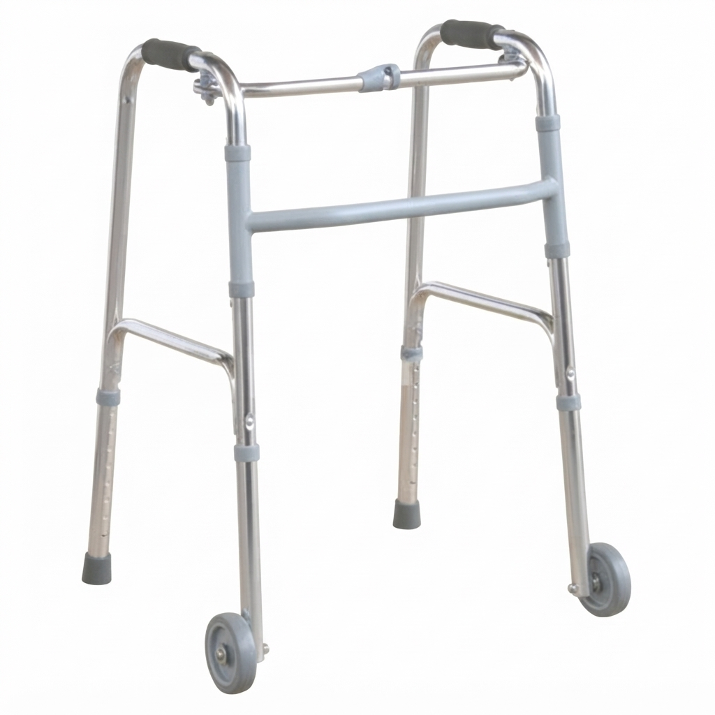 Adjustable Aluminum Walking Frame with Wheels - 1 Unit