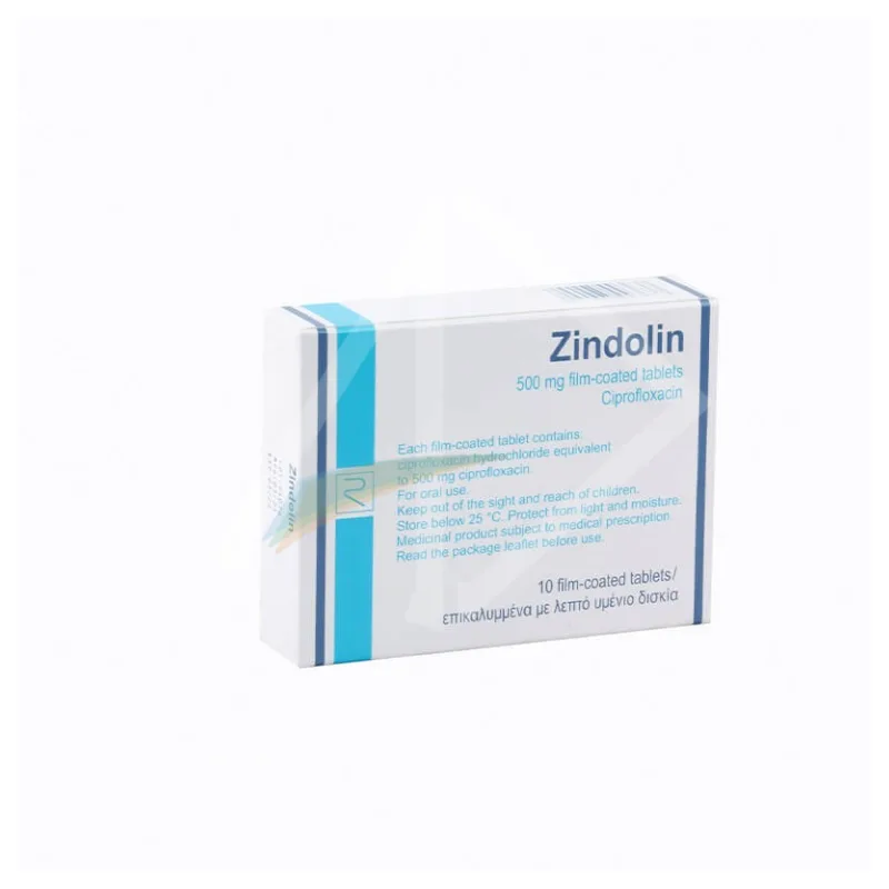 Zindolin 250mg Ciprofloxacin Antibiotic Tablets - 1 Strip of 10 Tablets